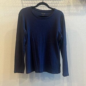 Large Long Sleeve Sonoma Heathered Navy Blue Top